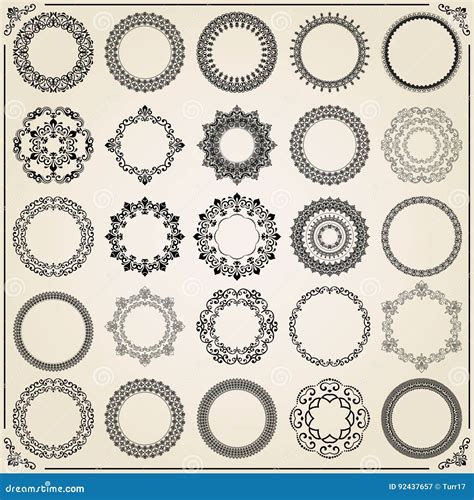 Vintage Set Of Vector Round Elements Stock Vector Illustration Of