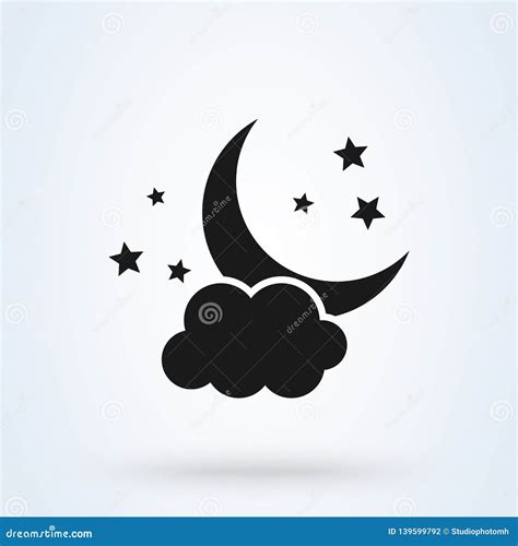 Moon Stars And Cloud Vector Icon Sky Night Stock Vector
