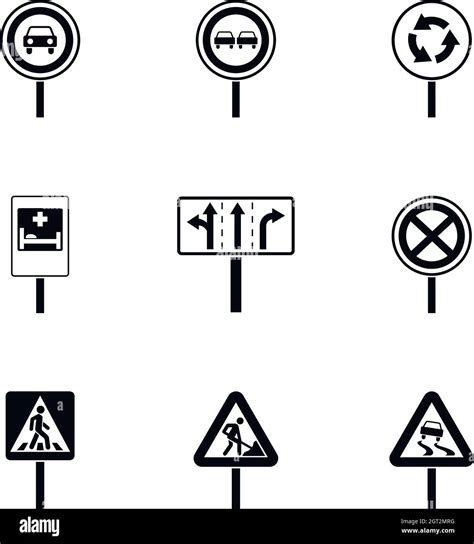 Traffic Sign Icons Set Simple Style Stock Vector Image And Art Alamy