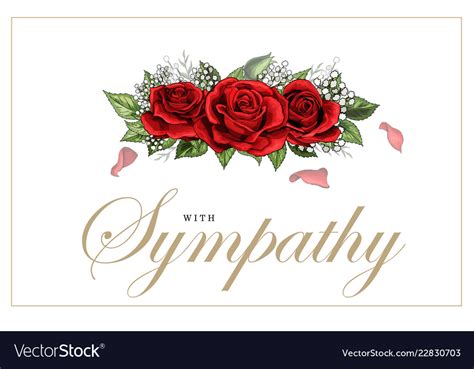 Condolences Sympathy Card Floral Red Roses Bouquet