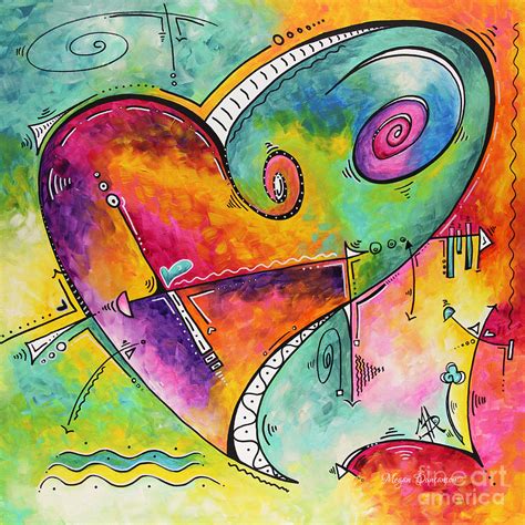 Colorful Whimsical Pop Art Style Heart Painting Unique Artwork By Megan