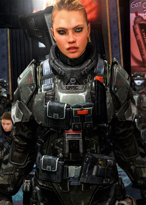 female odst close up by lordhayabusa357 warrior woman military science fiction halo armor