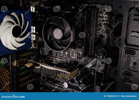 Close Up Of New Computer System Unit From The Inside Stock Photo