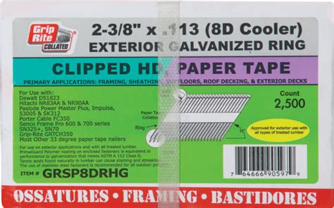 Buy Grip Rite 30 Degree Paper Tape Clipped Head Framing Stick Nail