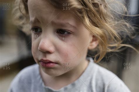Sad Little Boy With Tears On His Face Stock Photo Offset