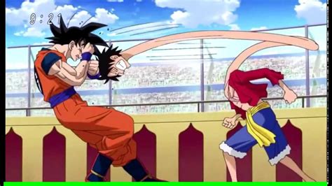 Goku One Piece Crossover Goku Luffy Vs Gear Super Saiyan Piece Dragon