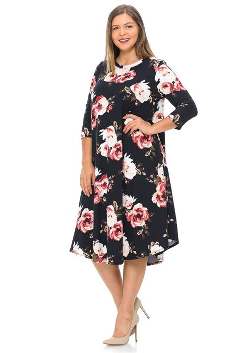 Pastel By Vivienne Womens Swing Midi Dress Plus Size Solid And Floral