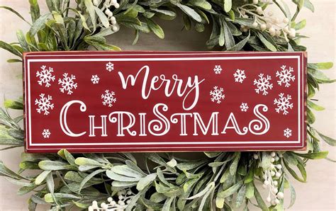 Merry Christmas Sign Red Merry Christmas Sign Rustic Red Etsy