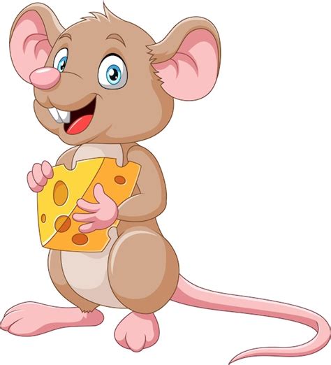 Premium Vector Cartoon Mouse Holding Slice Of Cheese