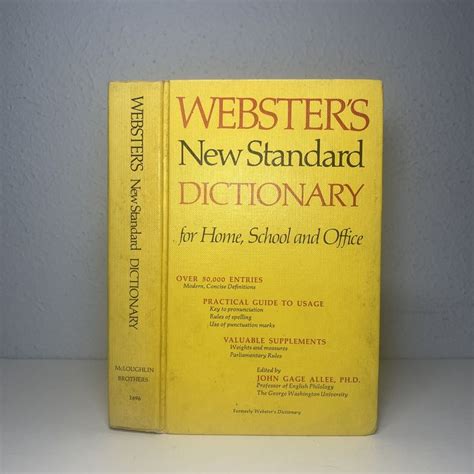 Websters New Standard Dictionary For Home School And Office 1st Edn