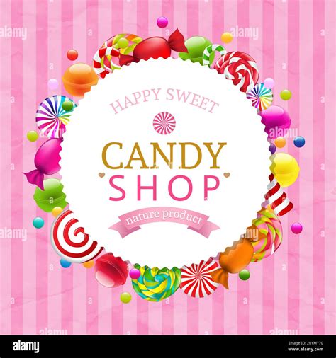 Candy Shop Label With Sweet Candy With Gradient Mesh Vector