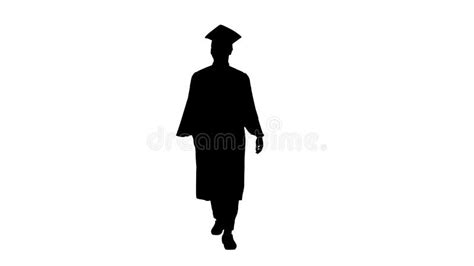 Silhouette Smiling African American Male Student In Graduation R Stock