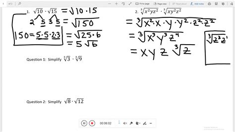 Guided Notes Multiplying And Adding Radicals Youtube