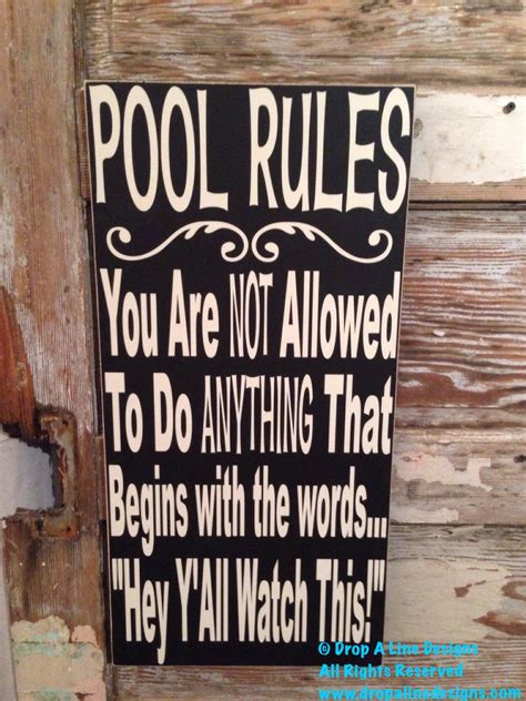Pool Rules Sign 12 X 24 Wood Sign Funny Sign