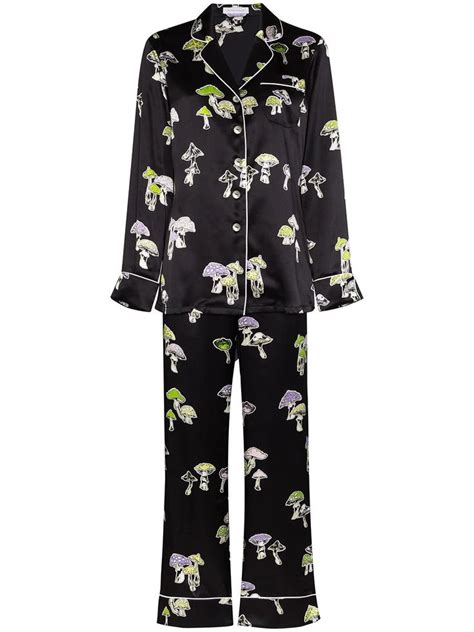 Olivia Von Halle Lila Irma Silk Pajama Set Farfetch Silk Pajama Set