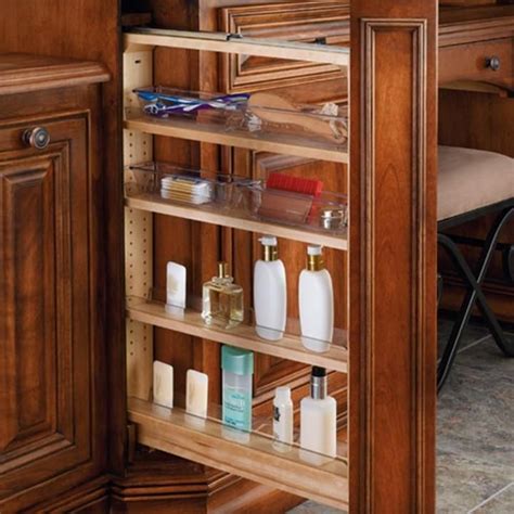 This shelf has a glass build, giving your bathroom space a larger appearance. Rev-A-Shelf Filler Pullout Organizer for Vanities (432-VF ...