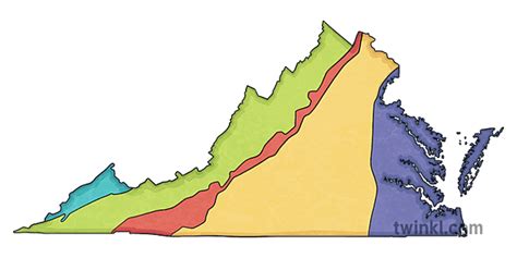 Five Regions Of Virginia Illustration Twinkl