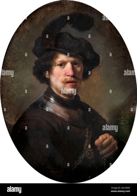 Man Wearing A Plumed Beret And Gorget By The Workshop Of Rembrandt Van