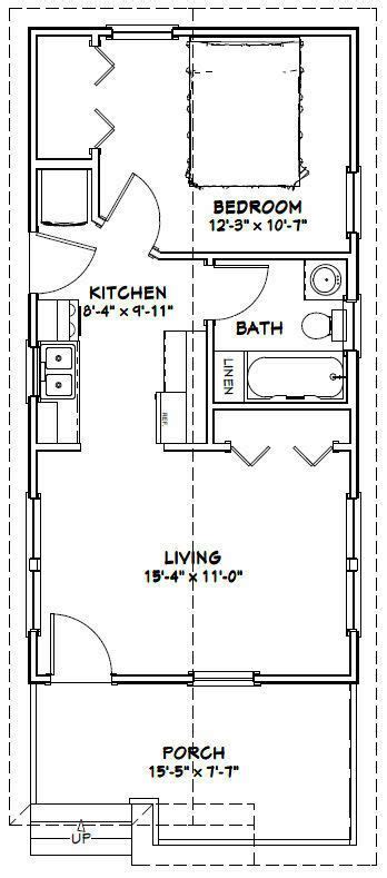 16x32 Tiny House 511 Sq Ft Pdf Floor Plan Model 1n Ebay