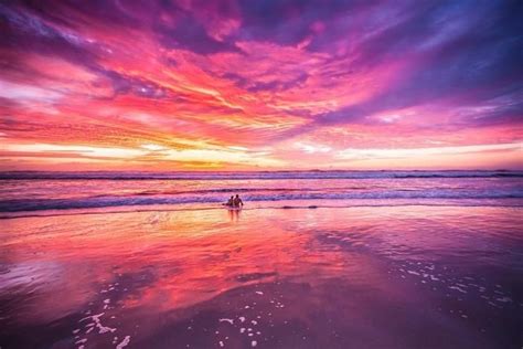 Pink Sunset Surfers Paradise Beach Paradise Sunset