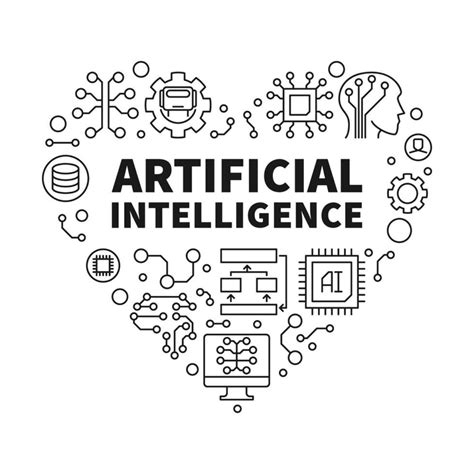 Artificial Intelligence Ai Technology Heart Concept Line Minimal