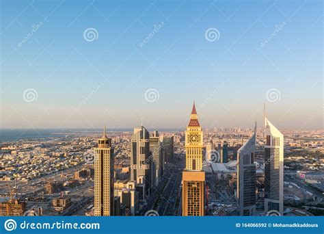 Aerial View Of The Iconic Sheikh Zayed Road Skyscrapers And Landmarks