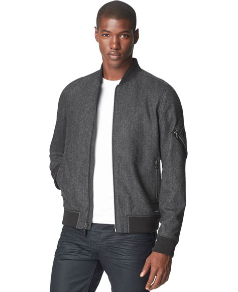 Calvin Klein Wool Blend Bomber Jacket In Gray For Men Lyst