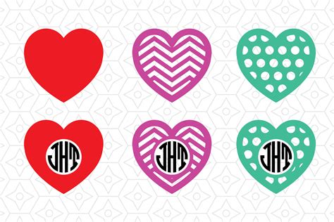 Heart Monogram Frame Collection Svg Dxf And Ai Vector