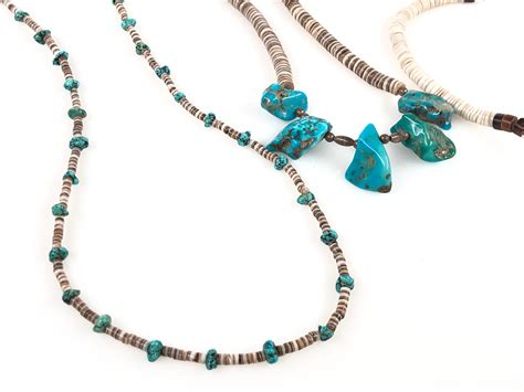Lot LOT OF 4 TURQUOISE NUGGET HEISHI BEADED NECKLACES