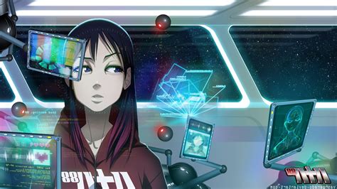 Original Characters Vashperado Spaceship Interfaces Cyberpunk Futuristic Anime Girls 88
