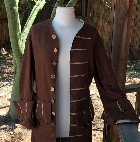 Sale Jack Sparrow Linen Frock Coat Renaissance Pirate Jacket Etsy