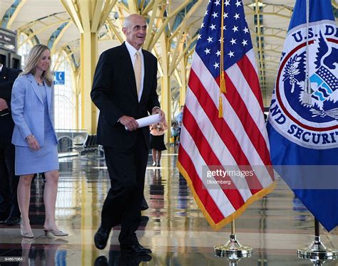 Homeland Security Secretary Michael Chertoff Right And Dhs Director