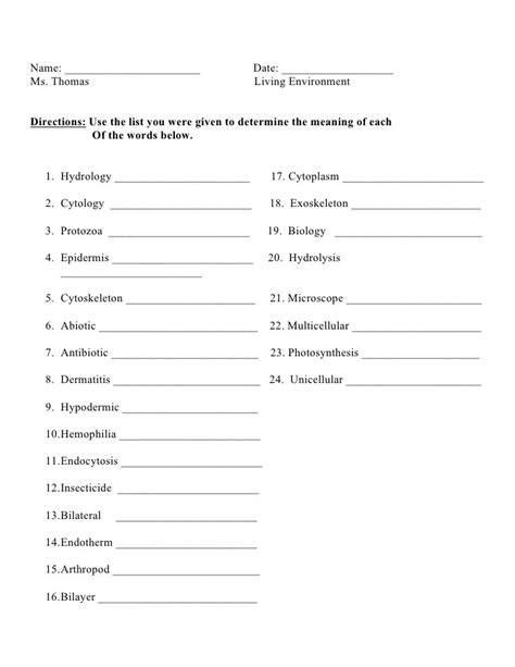 Biology Prefix And Suffix Worksheet