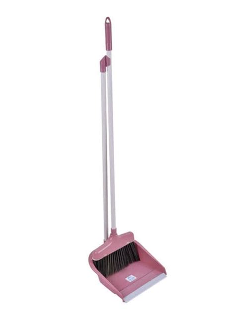 Buy Marrkhor Long Handle Broom With Dustpan Pinkblackgrey Online