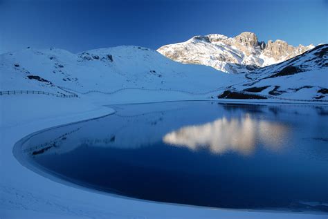 Landscape Lake Mountain Snow Reflection Wallpapers Hd Desktop And