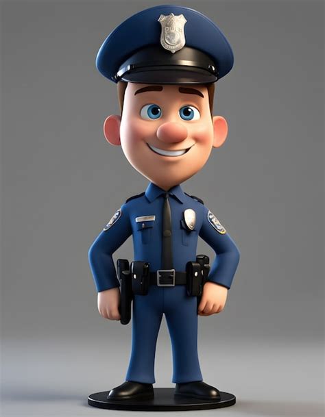 Personaje De Dibujos Animados De Oficial De Policía En 3d Foto Premium