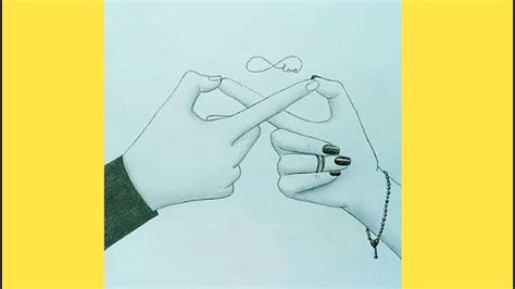 Draw Love Symbol With Holding Hands Couple Hands Drawing Pencil