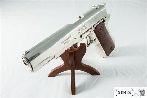 M1911a1 Automatic 45 Pistol Usa 1911 Wwi And Ii Nickel Effect