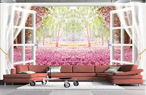 3d Wallpaper Custom Mural Non Woven Wall Stickers Sakura Flowers 3 D Tv