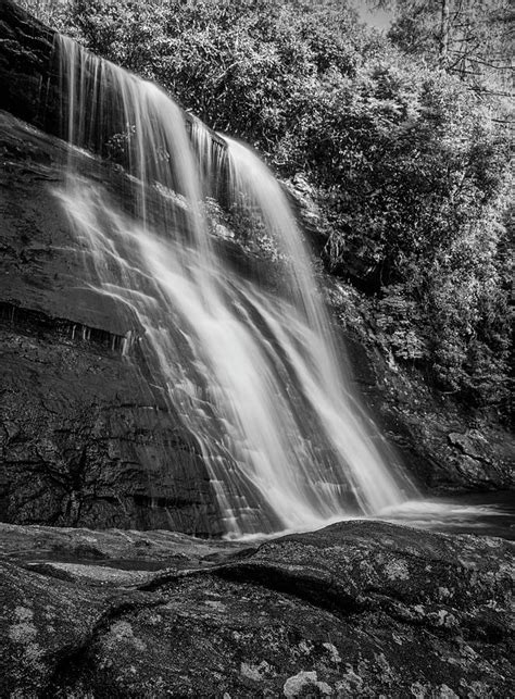 Silver Run Falls Cashiers Nc Back And White Photograph By Bob