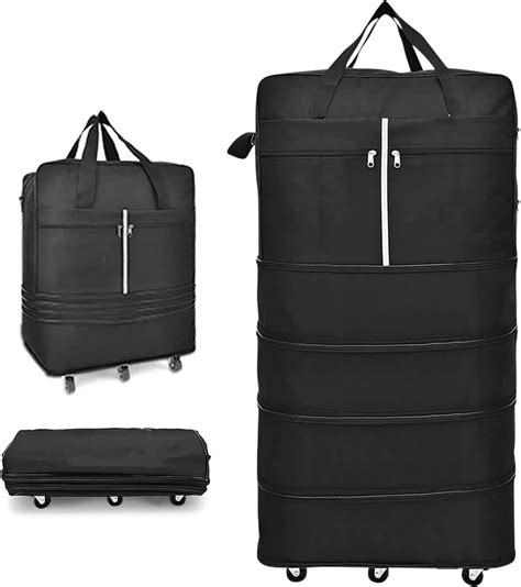 160l Expandable Rolling Wheeled Duffel Bag Foldable Large Capacity Suitcase Extra Oxford Folding