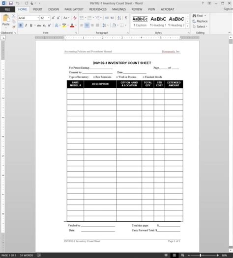 Inventory Control Template With Count Sheet 2 —