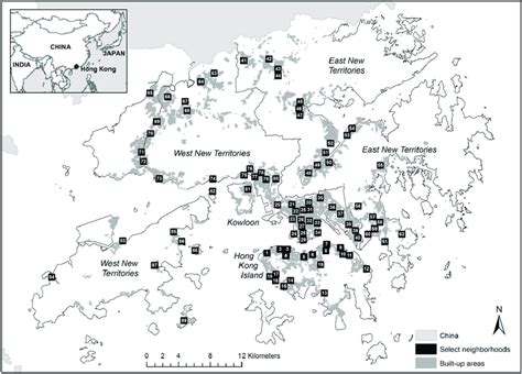 Geographic Distribution Of 89 Neighborhoods Of Hong Kong Download