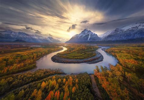 Autumn Bend Chugach Range Alaska Marc Adamus Photography