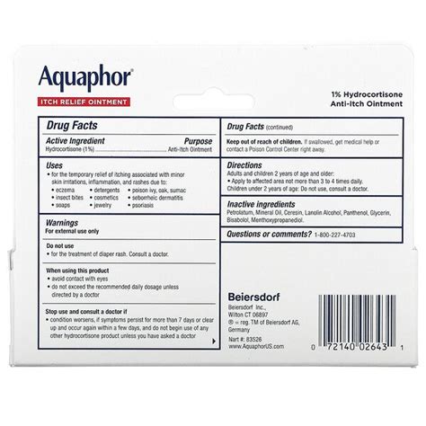 Aquaphor Itch Relief Ointment Maximum Strength Fragrance Free Oz
