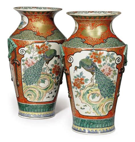 A Pair Of Japanese Kutani Vases Meiji Period 1868 1912 Christies