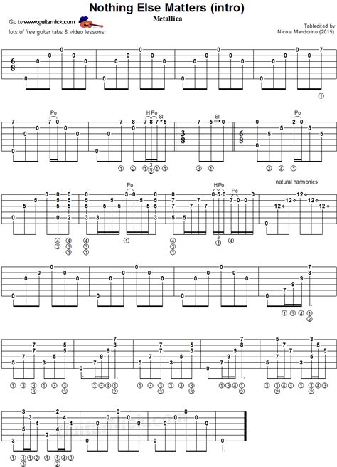 Nothing Else Matters Fingerstyle Guitar Lesson Tablaturas Guitarra