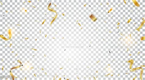 Gold Confetti Background Isolated On Transparent Background Stock