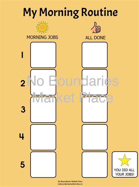 Morning Routine Visual Morning Chart Morning Chores Morning Etsy