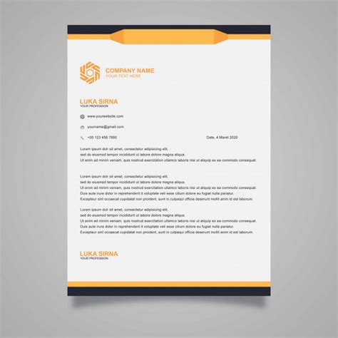 This company letterhead example uses the orange in its logo for. Simple business letterhead design template | Premium Vector
